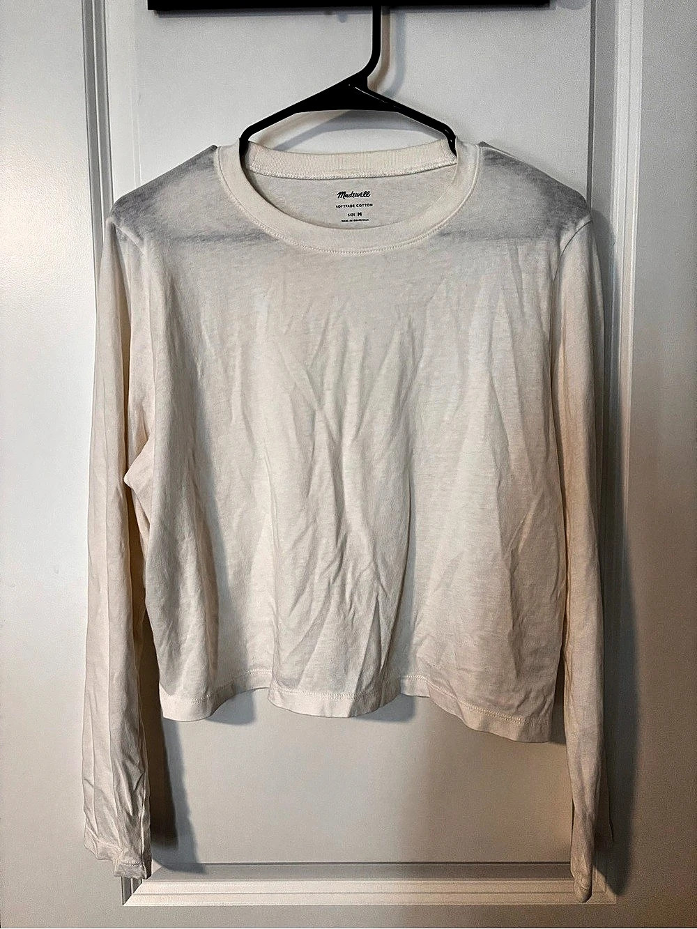 Madewell Softfade Cotton Long-Sleeve T-Shirt Cream Medium NWOT